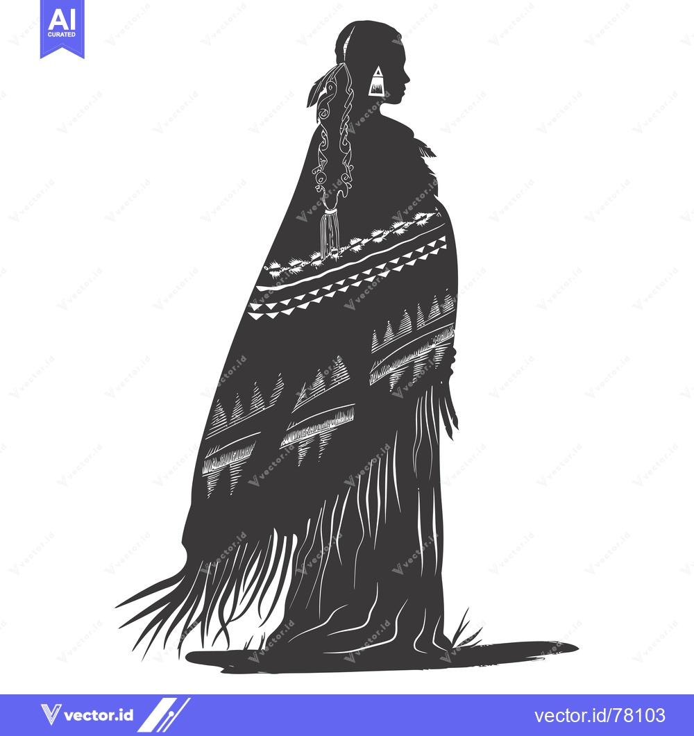 Premium Vector of Silhouette of a Native American Woman Wearing a Blanket
