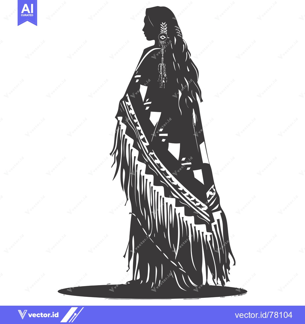 Premium Vector of Silhouette of a Native American Woman in Traditional Dress