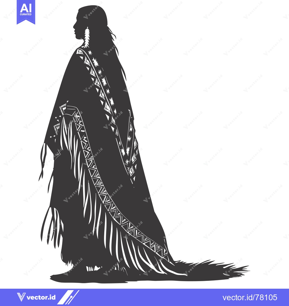 Premium Vector of Silhouette of a Native American Woman in Traditional Dress
