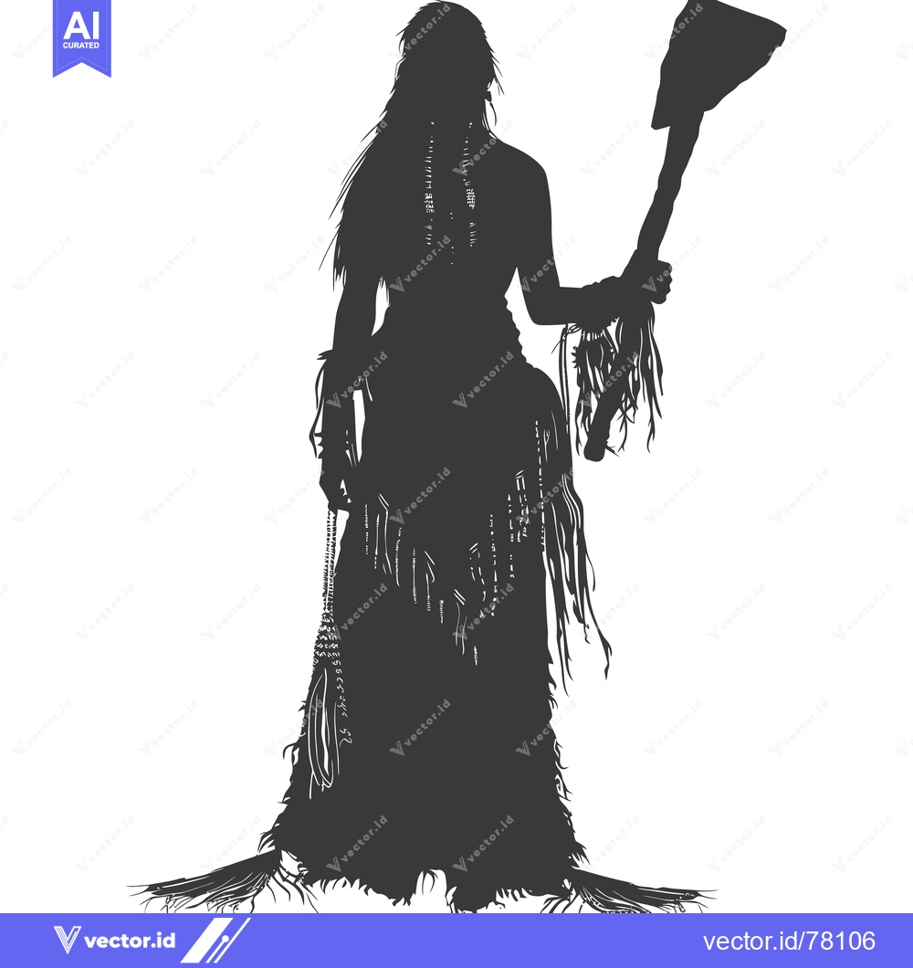 Premium Vector of Silhouette of a Native American Woman Holding a Tomahawk