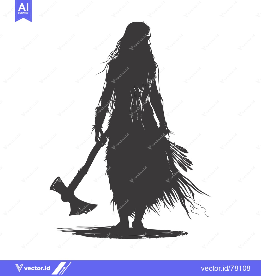 Premium Vector dari Silhouette of a Warrior Holding an Axe