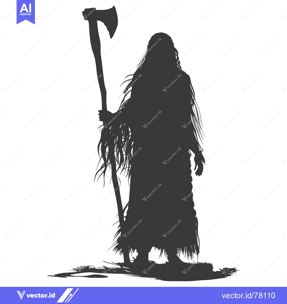 Premium Vector of Silhouette of a Woman Holding an Axe