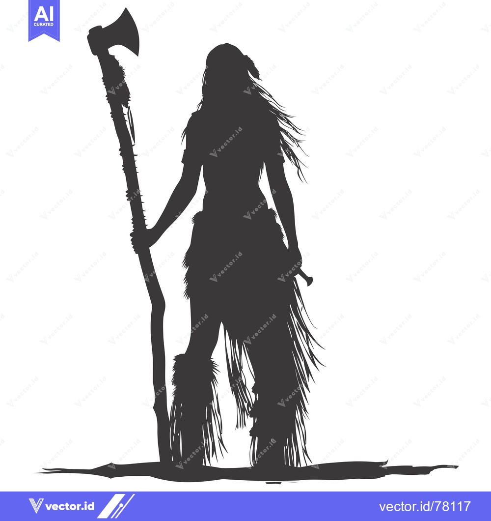 Premium Vector of Silhouette of a Native American Woman Holding an Axe
