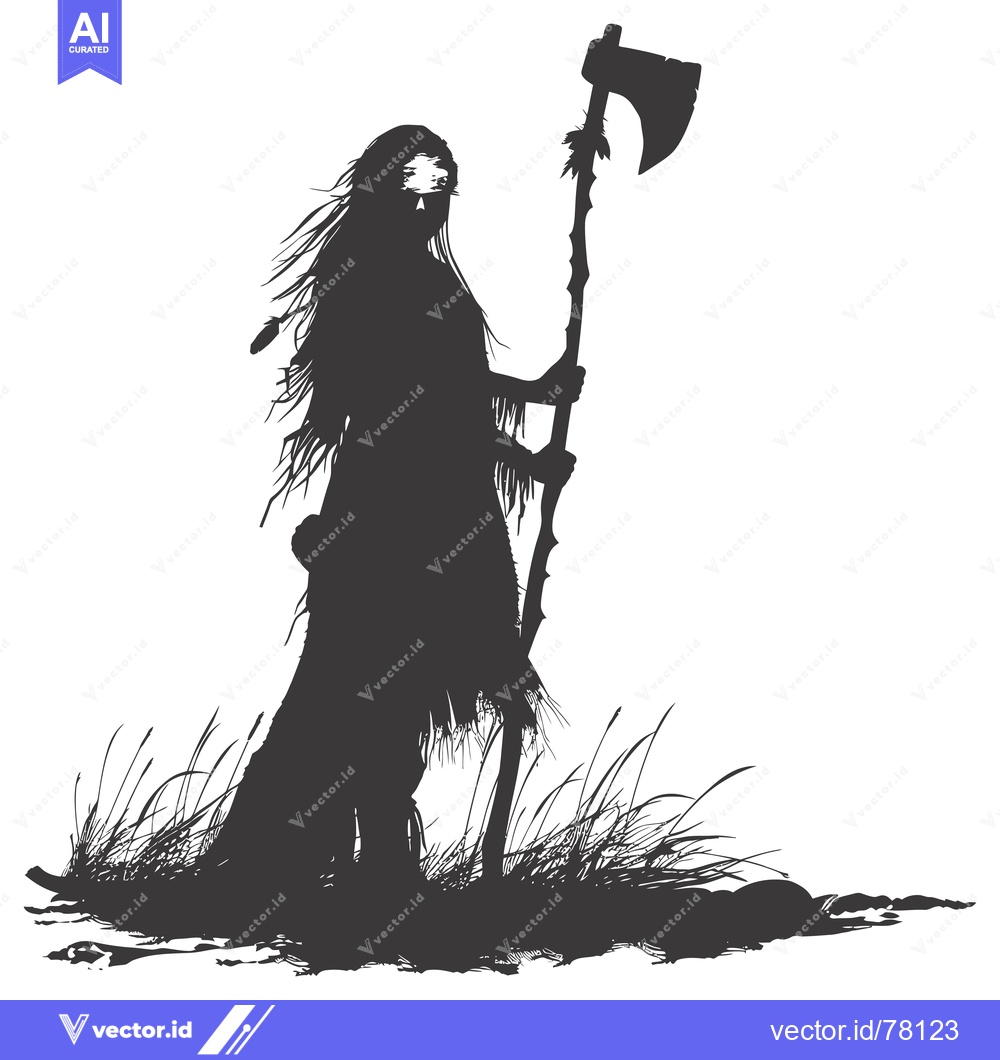 Premium Vector of Silhouette of a Native American Warrior Holding an Axe