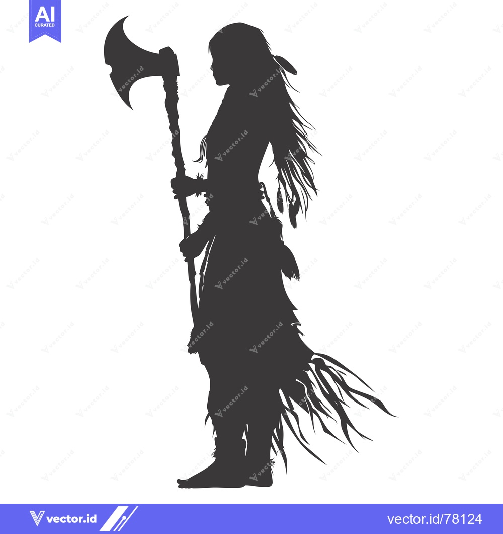 Premium Vector of Silhouette of a Native American Woman Holding an Axe