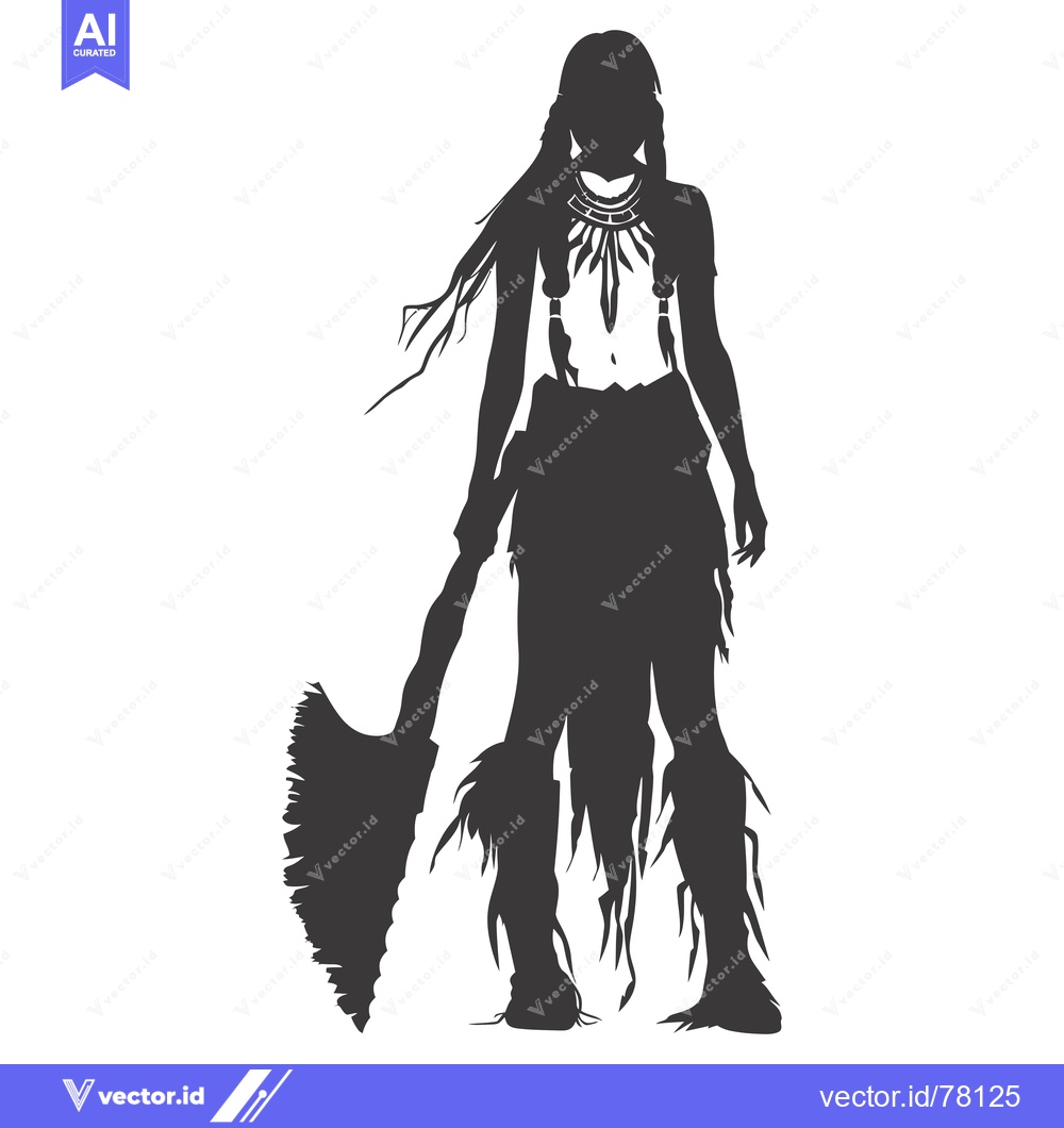 Premium Vector of Silhouette of a Native American Woman Holding a Tomahawk