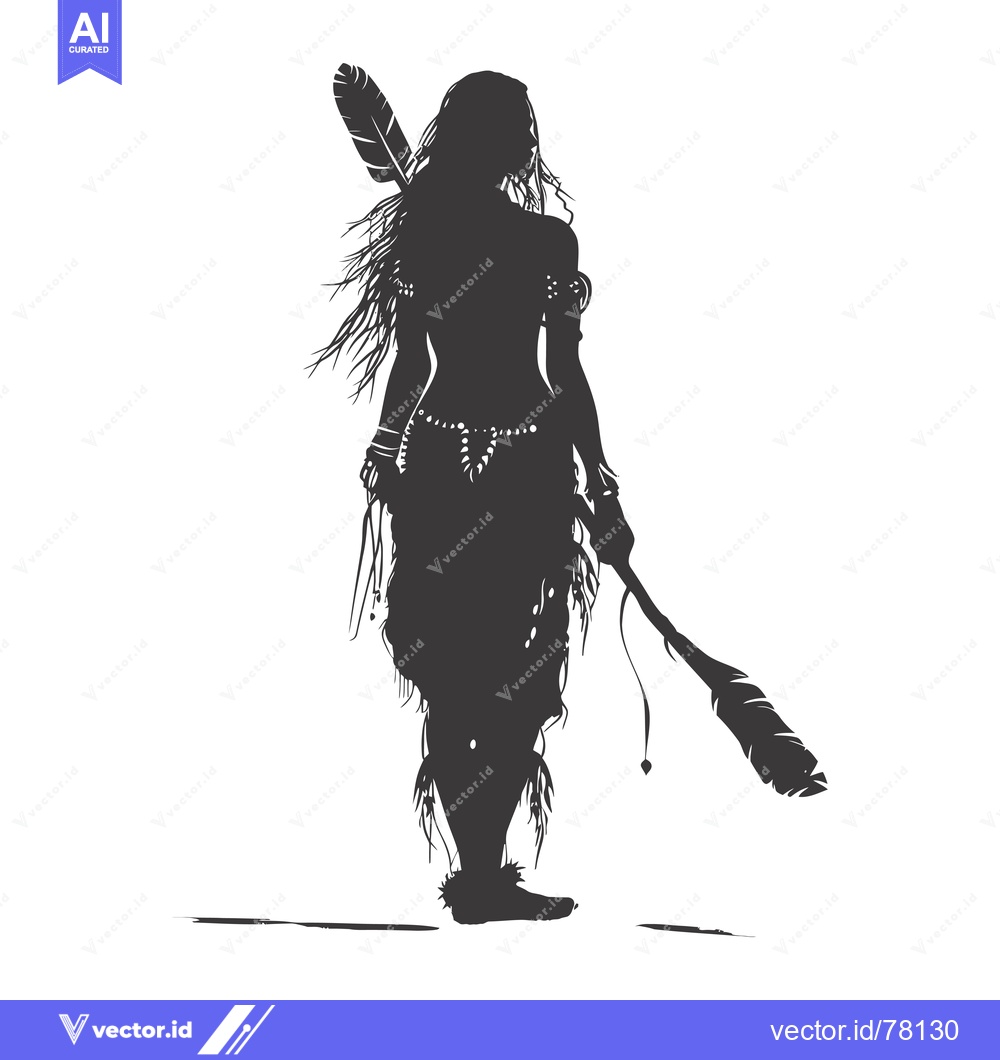 Premium Vector of Silhouette of a Native American Woman with a Feather