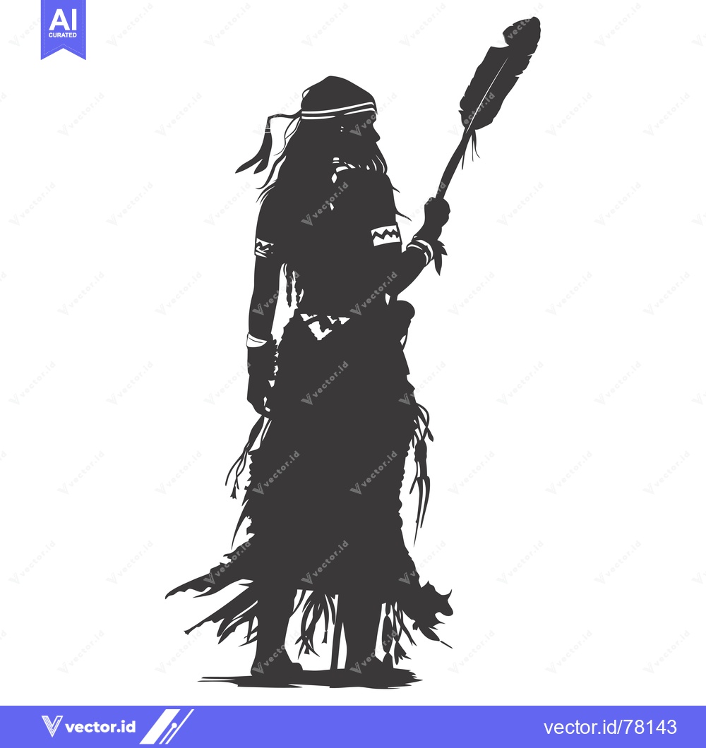 Premium Vector of Silhouette of a Native American Woman Holding a Feather