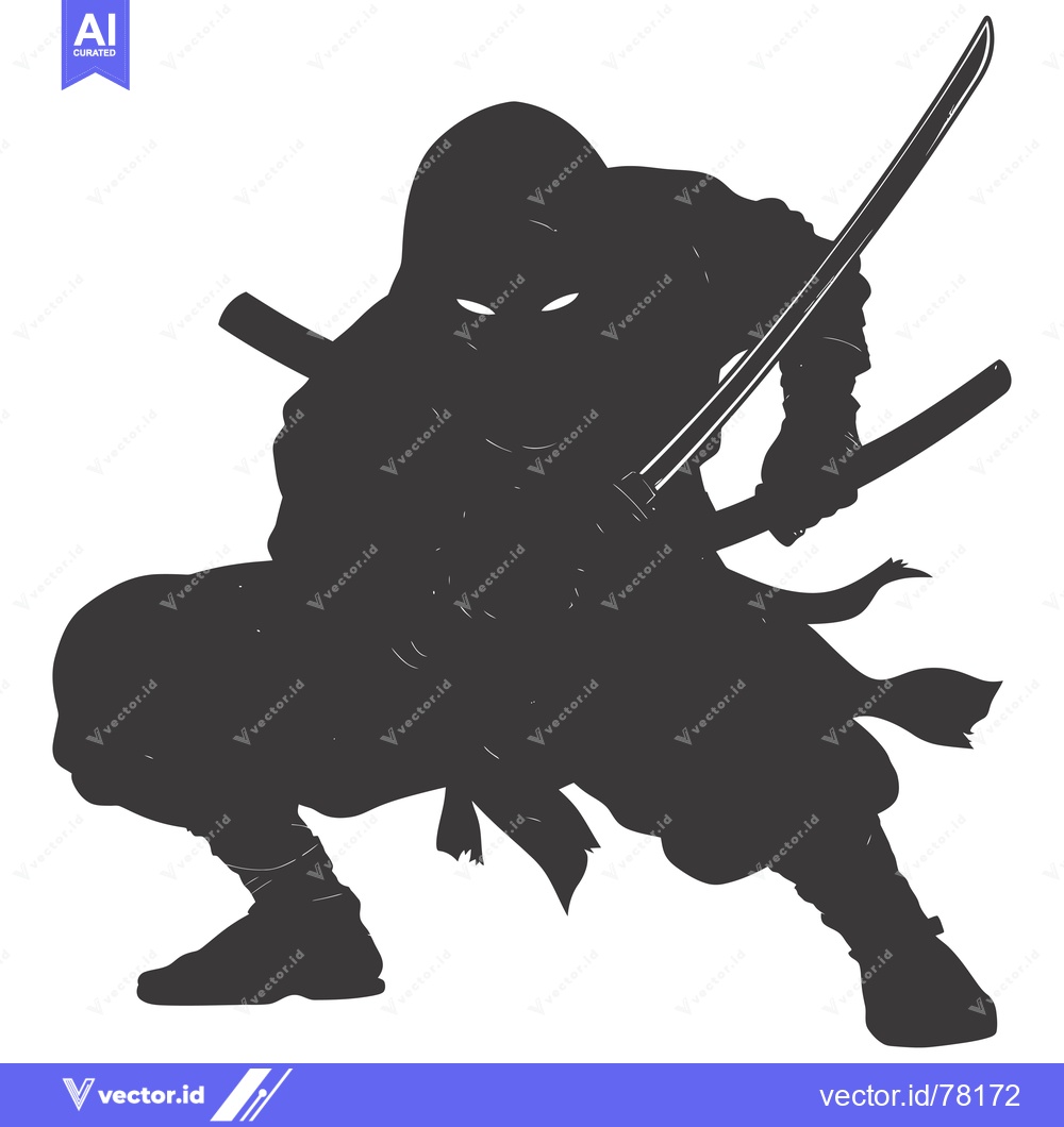 Premium Vector of A Shadowy Figure Holding Two Swords