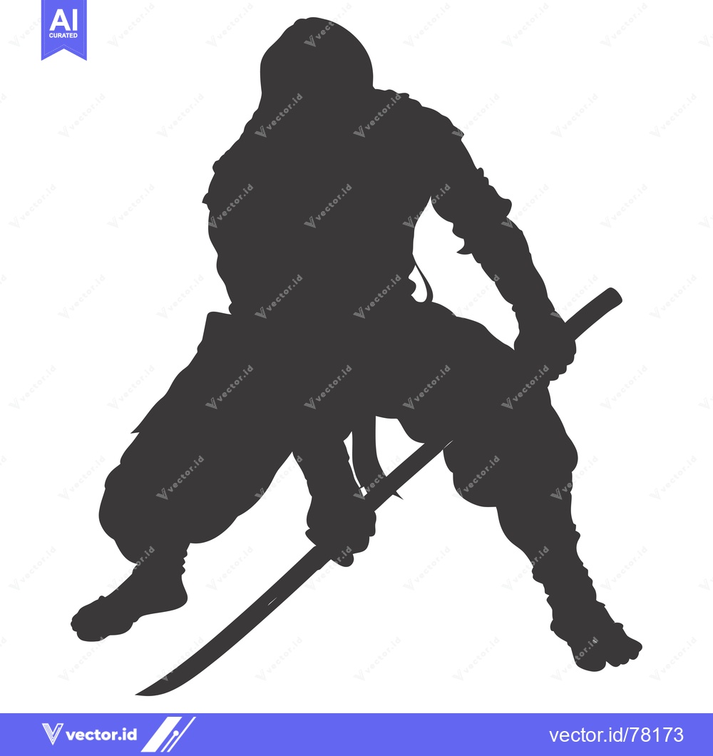 Premium Vector dari Silhouette of a Ninja Holding a Sword