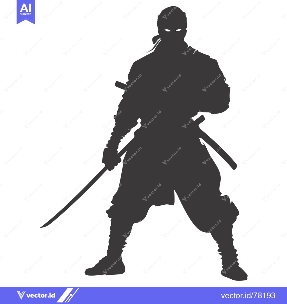 Premium Vector dari Silhouette of a Ninja Holding a Katana Sword