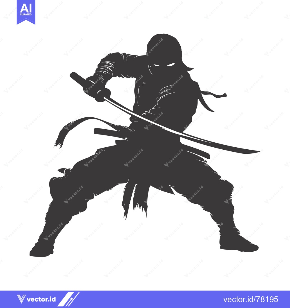 Premium Vector dari Silhouette of a Ninja Holding a Katana