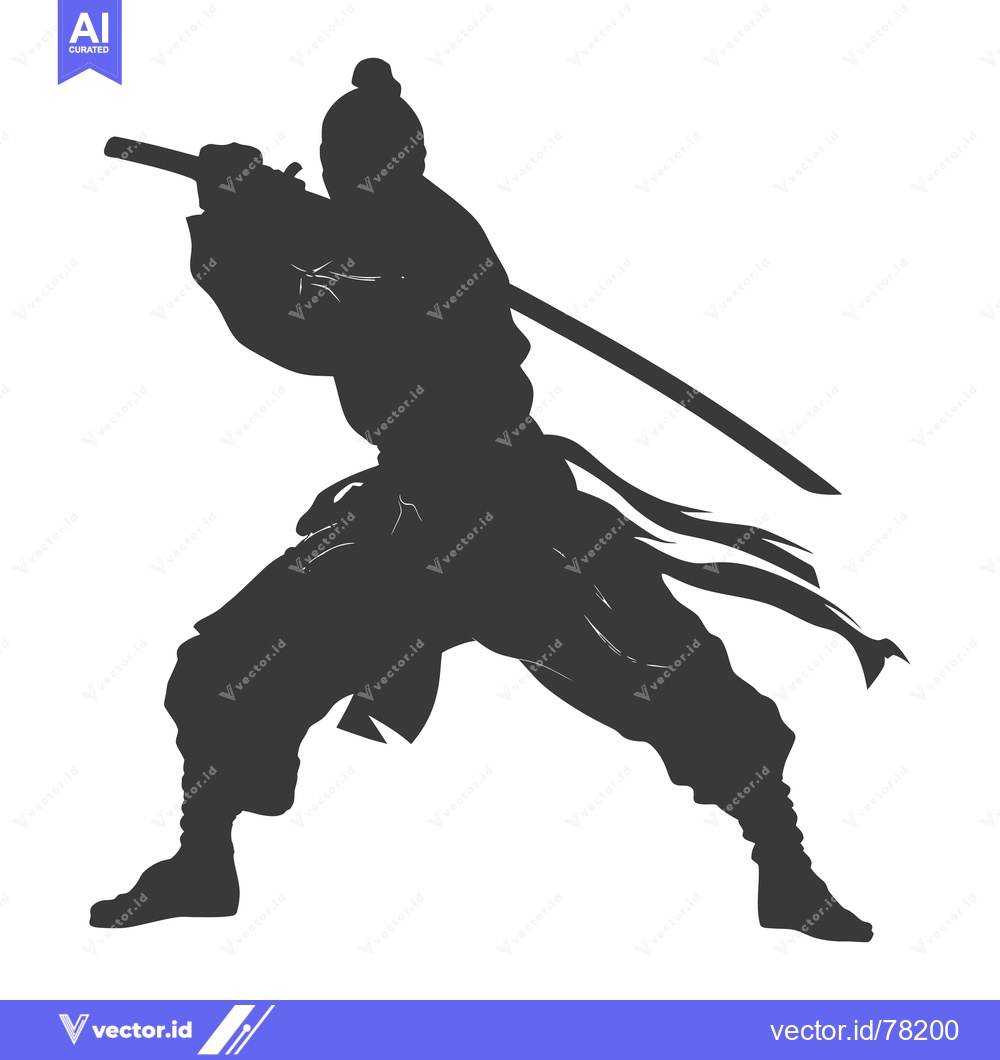 Premium Vector dari Silhouette of a Warrior Holding a Katana Sword