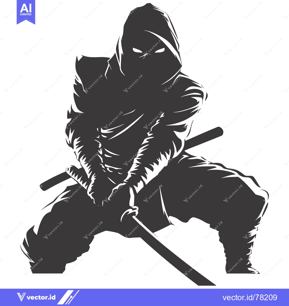 Premium Vector dari A Silhouette of a Ninja with a Sword