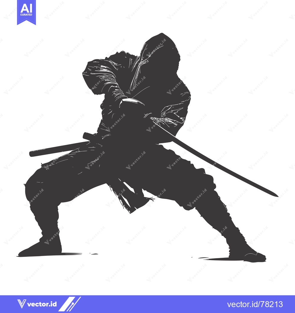 Premium Vector dari Silhouette of a Hooded Figure Wielding a Sword