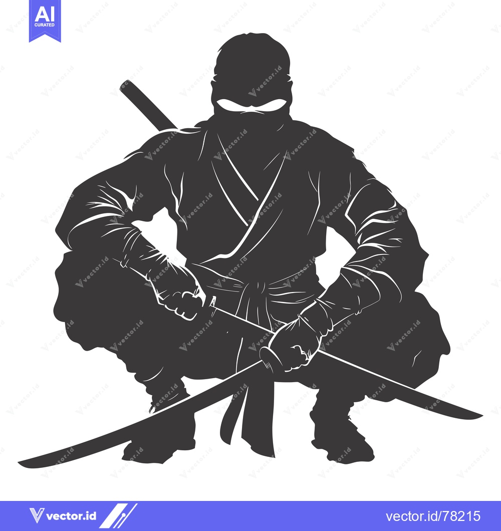Premium Vector dari A Silhouetted Ninja Holding Two Katanas