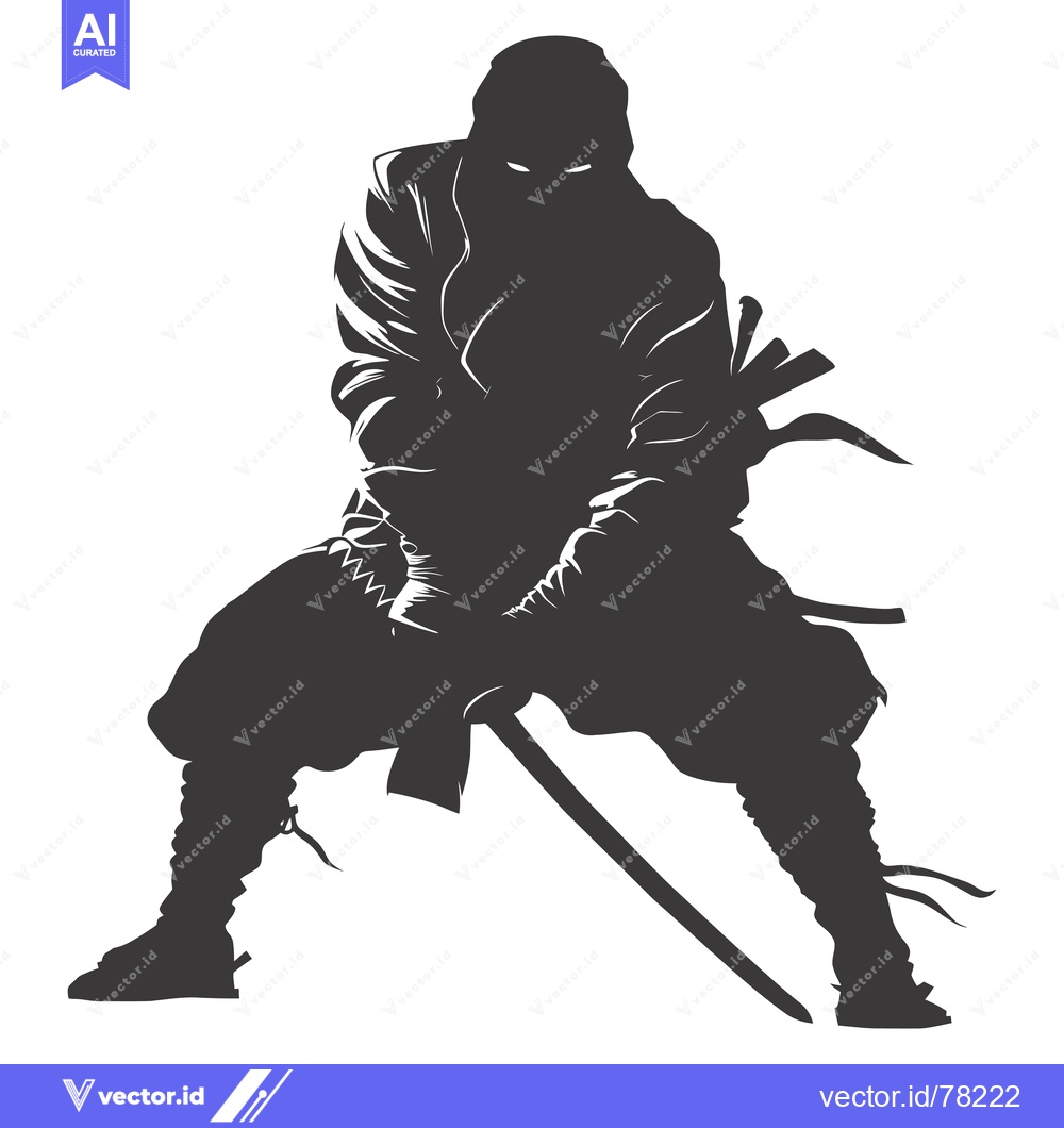 Premium Vector dari Silhouette of a Ninja Holding a Katana Sword