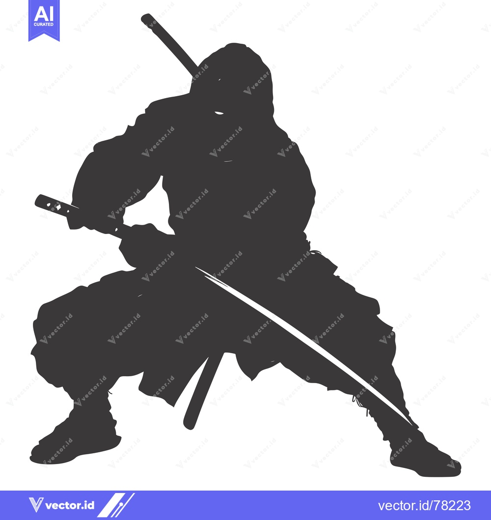 Premium Vector of Silhouette of a Ninja Holding Two Swords