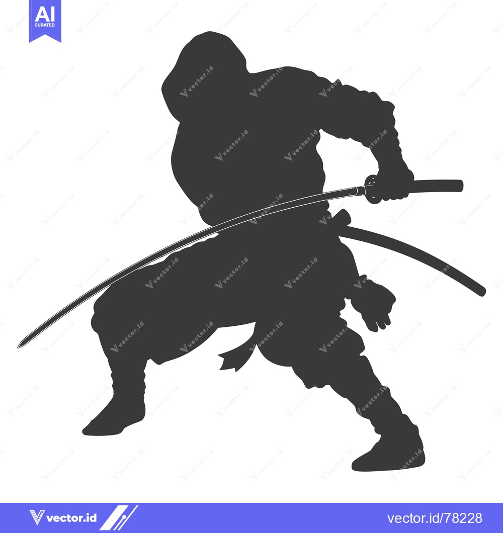 Premium Vector dari Silhouette of a Ninja with a Sword Drawn