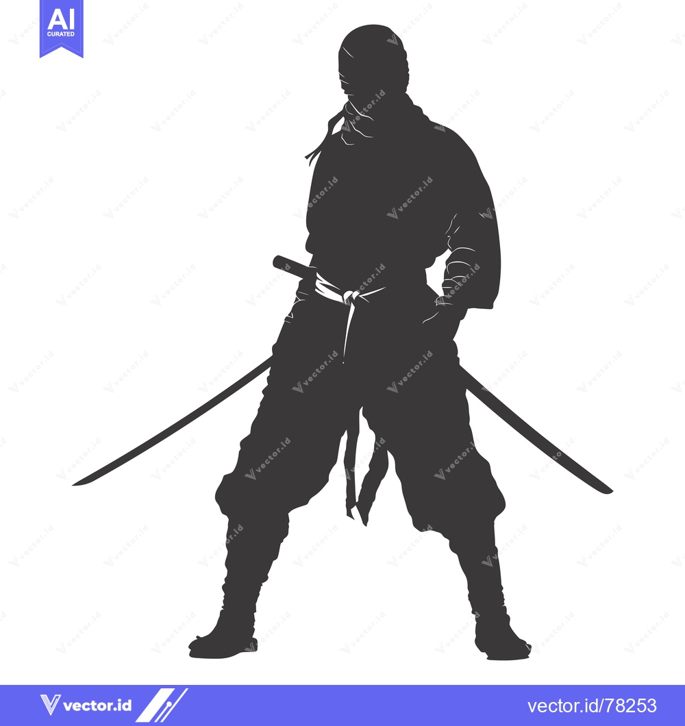Premium Vector dari Silhouette of a Ninja Holding a Katana Sword