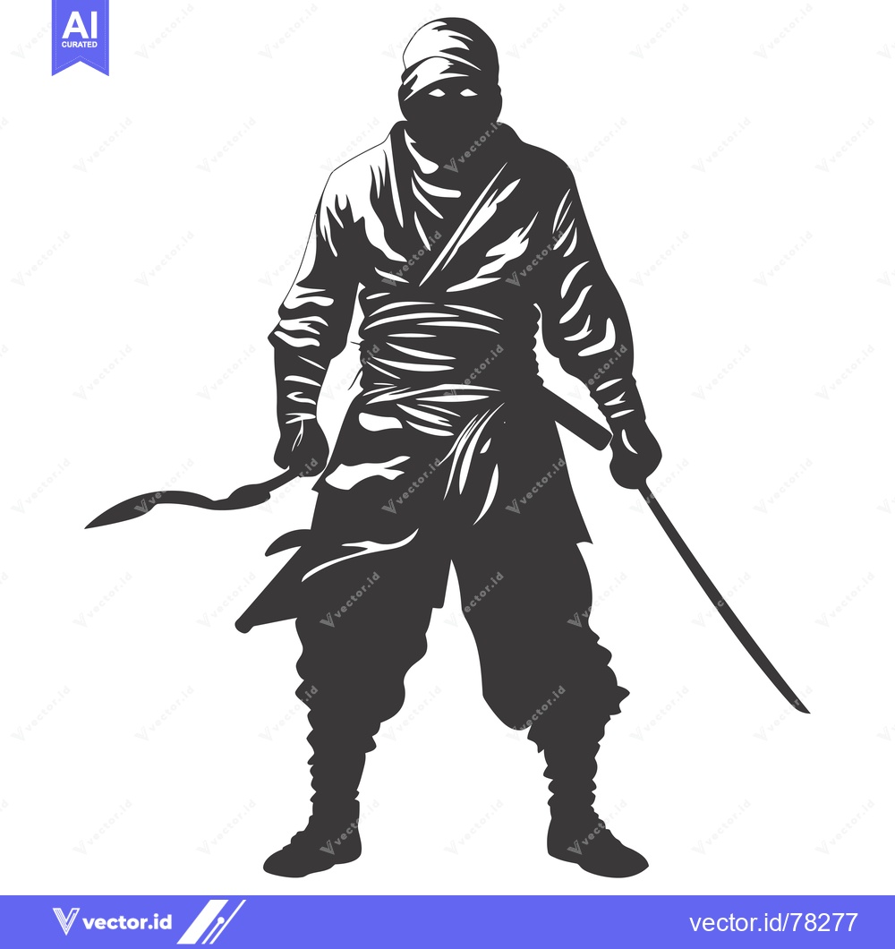Premium Vector dari A Silhouetted Ninja Holding Two Swords