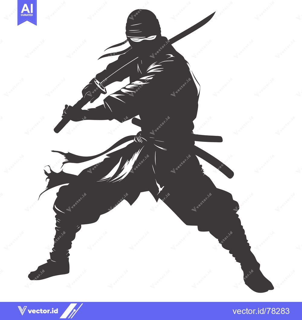 Premium Vector dari Silhouette of a Ninja Holding a Sword
