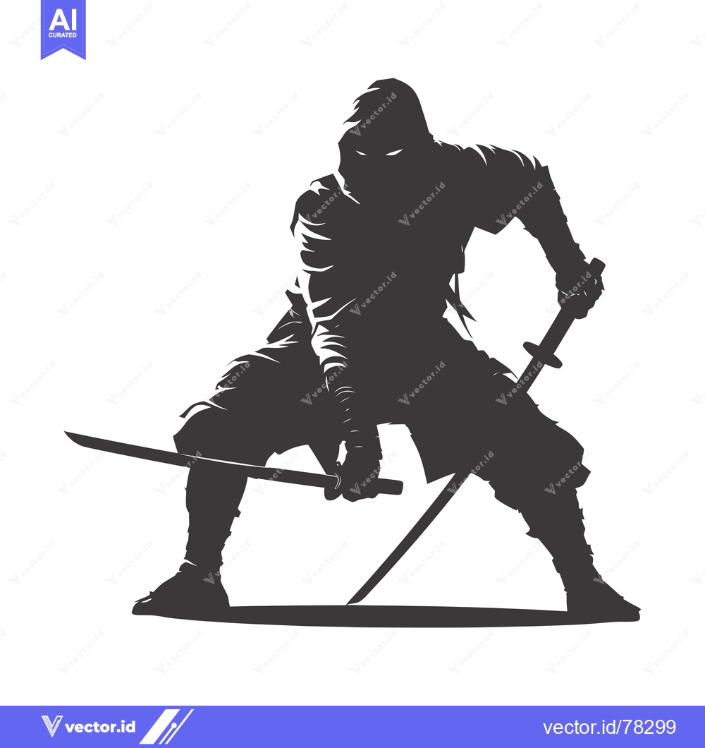 Premium Vector dari Silhouette of a hooded figure wielding a katana