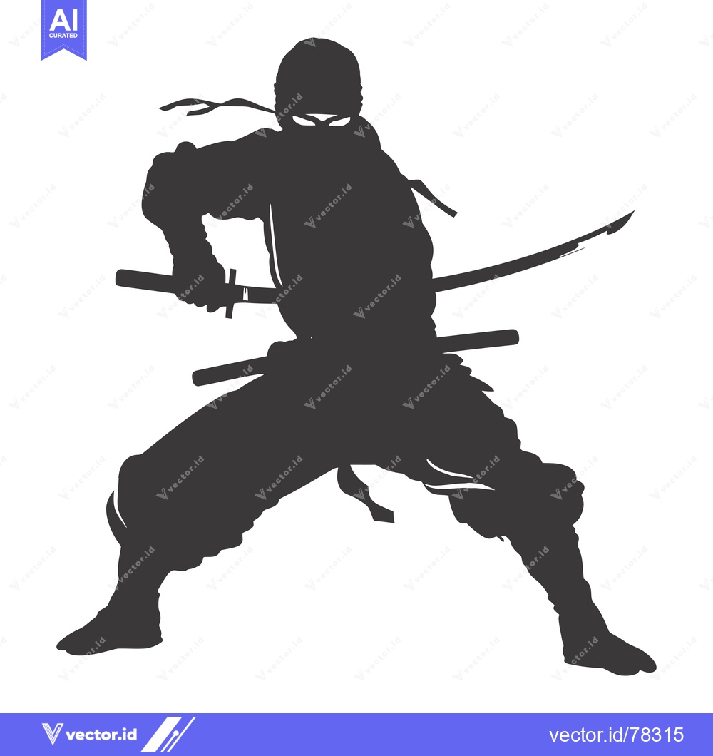 Premium Vector of Silhouette of a Ninja Holding a Sword