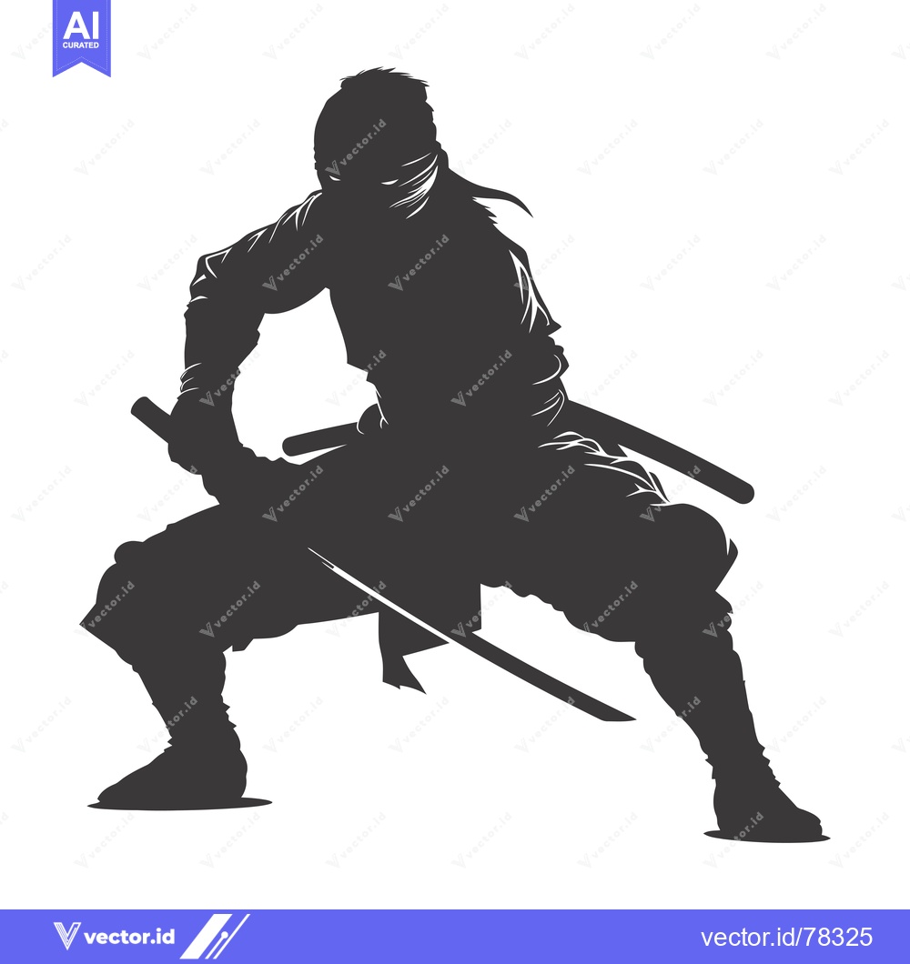 Premium Vector dari A Silhouetted Ninja Holding a Katana Sword