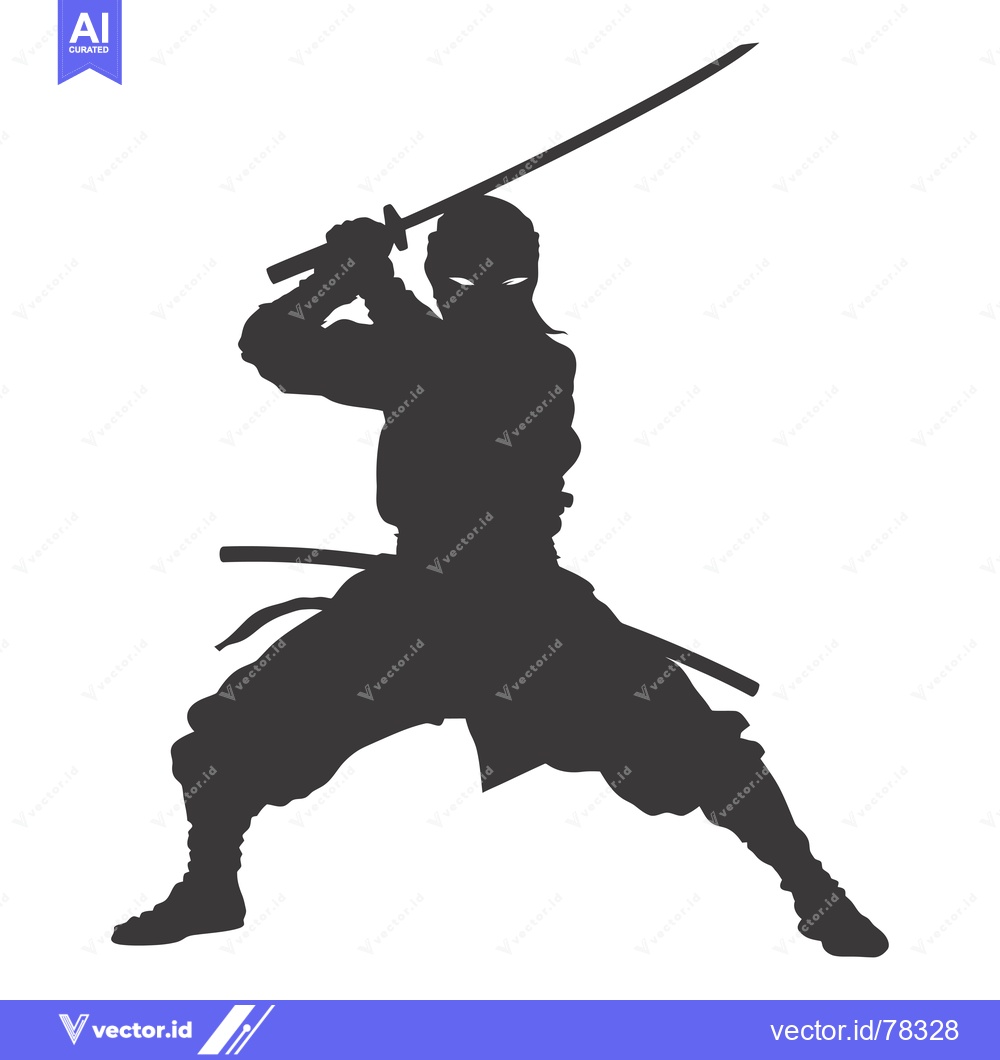 Premium Vector of Silhouette of a Ninja Holding a Sword
