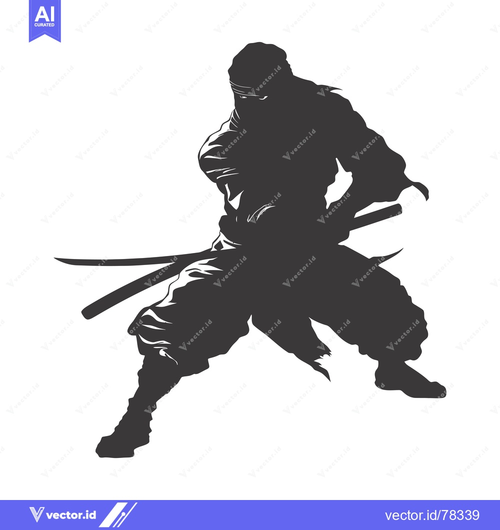Premium Vector dari Silhouette of a ninja warrior holding two swords