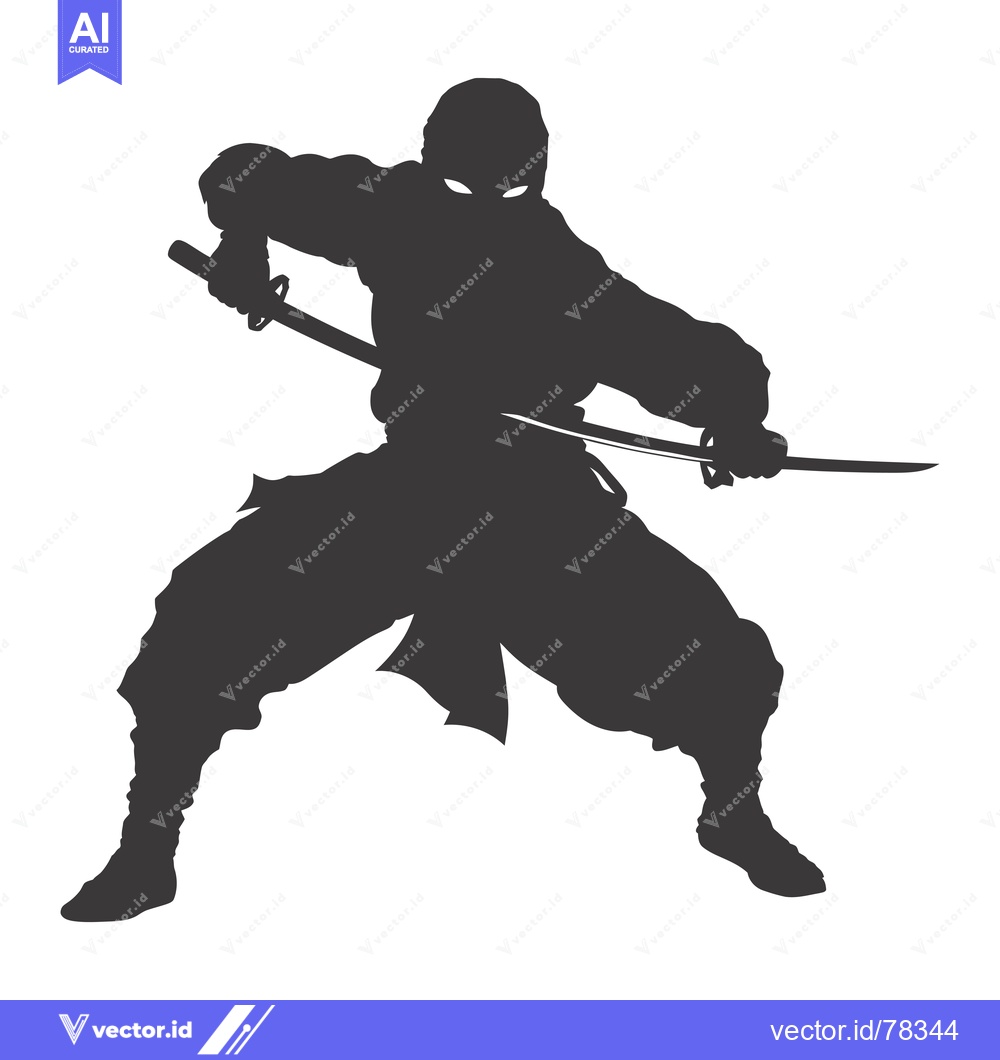 Premium Vector dari A Silhouetted Ninja Holding a Katana
