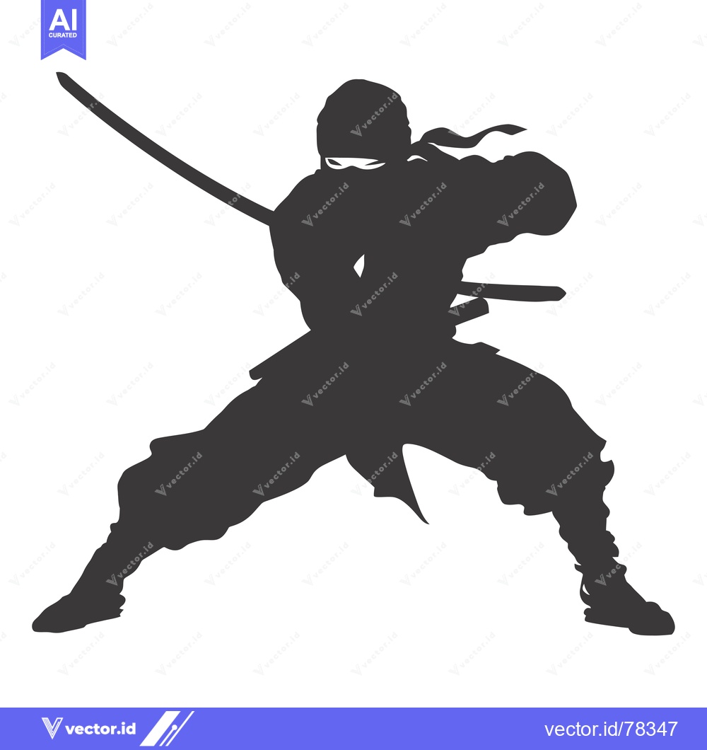Premium Vector of A Silhouette of a Ninja with Two Swords