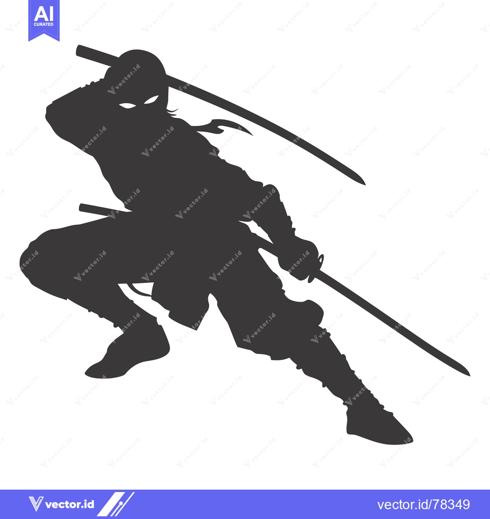Premium Vector of Silhouette of a Ninja Holding Two Swords