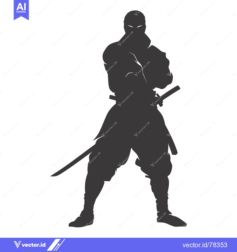 Premium Vector dari Silhouette of a Ninja Warrior Holding a Katana Sword