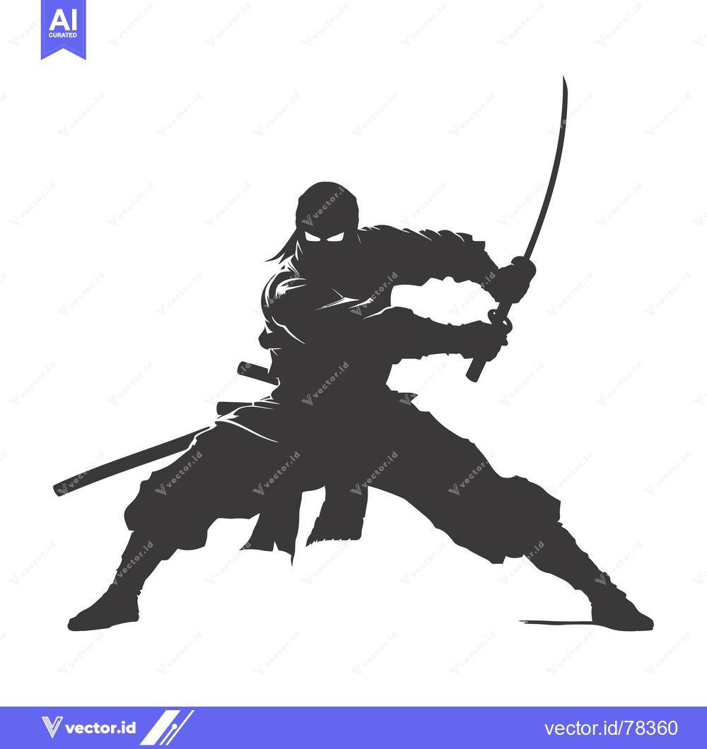 Premium Vector of A Silhouette of a Ninja Holding a Sword