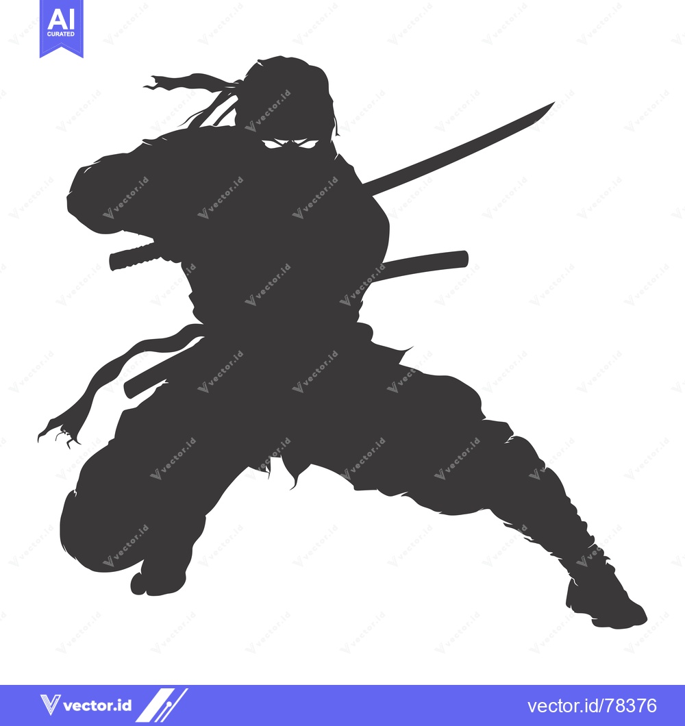 Premium Vector dari Silhouette of a Ninja with Swords Drawn