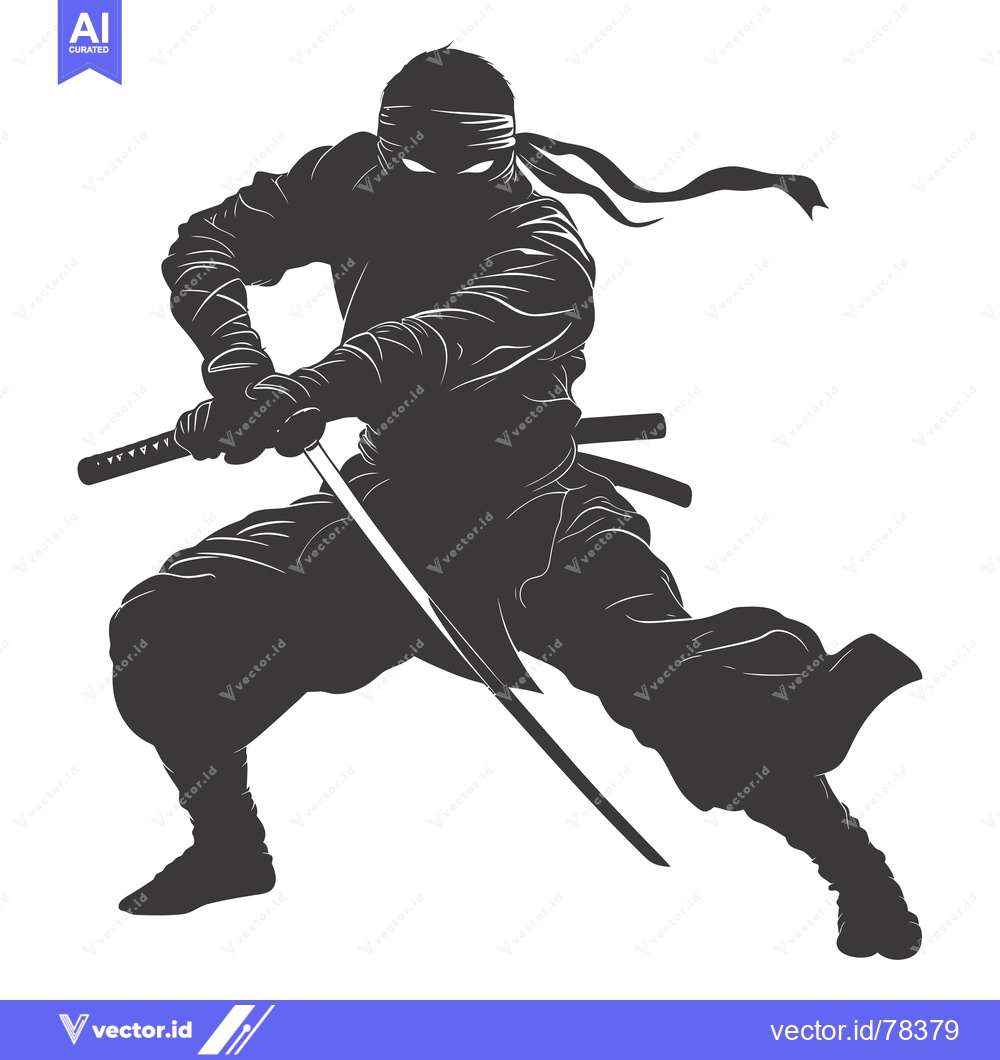 Premium Vector dari Silhouette of a ninja warrior wielding a katana sword