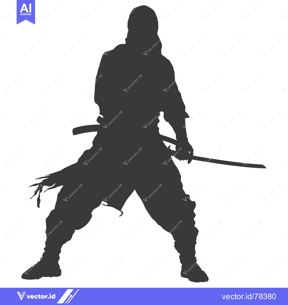 Premium Vector of Silhouette of a ninja holding a katana sword