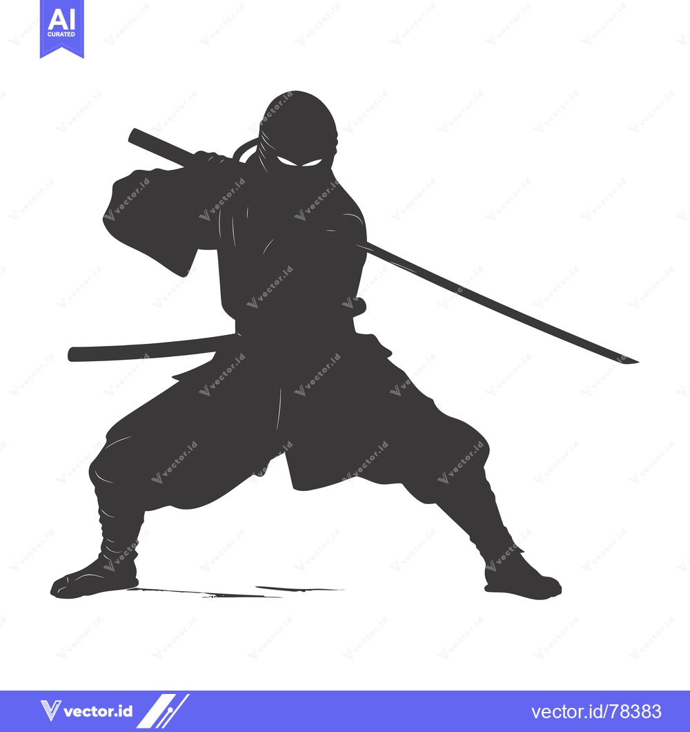 Premium Vector dari Silhouette of a Ninja Holding a Weapon