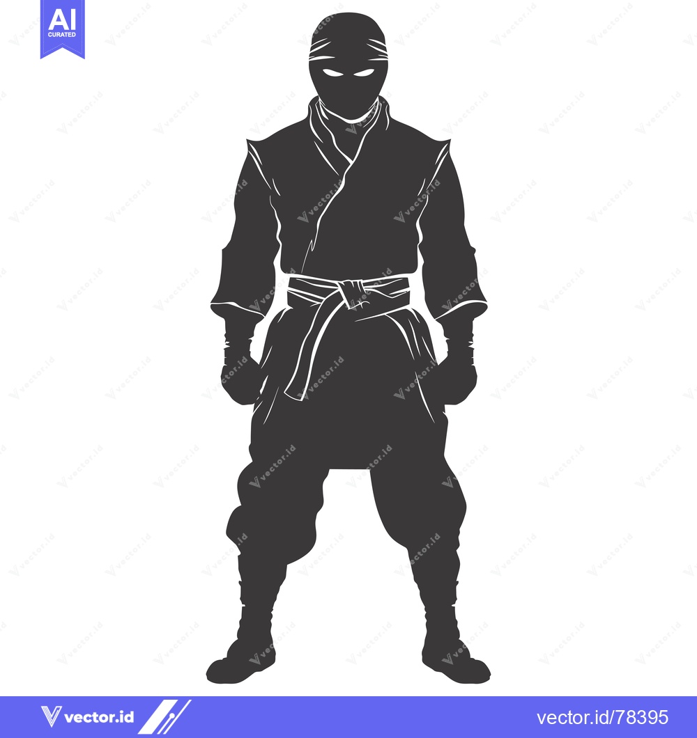Premium Vector dari Silhouette of a Ninja in a Black Outfit and Mask