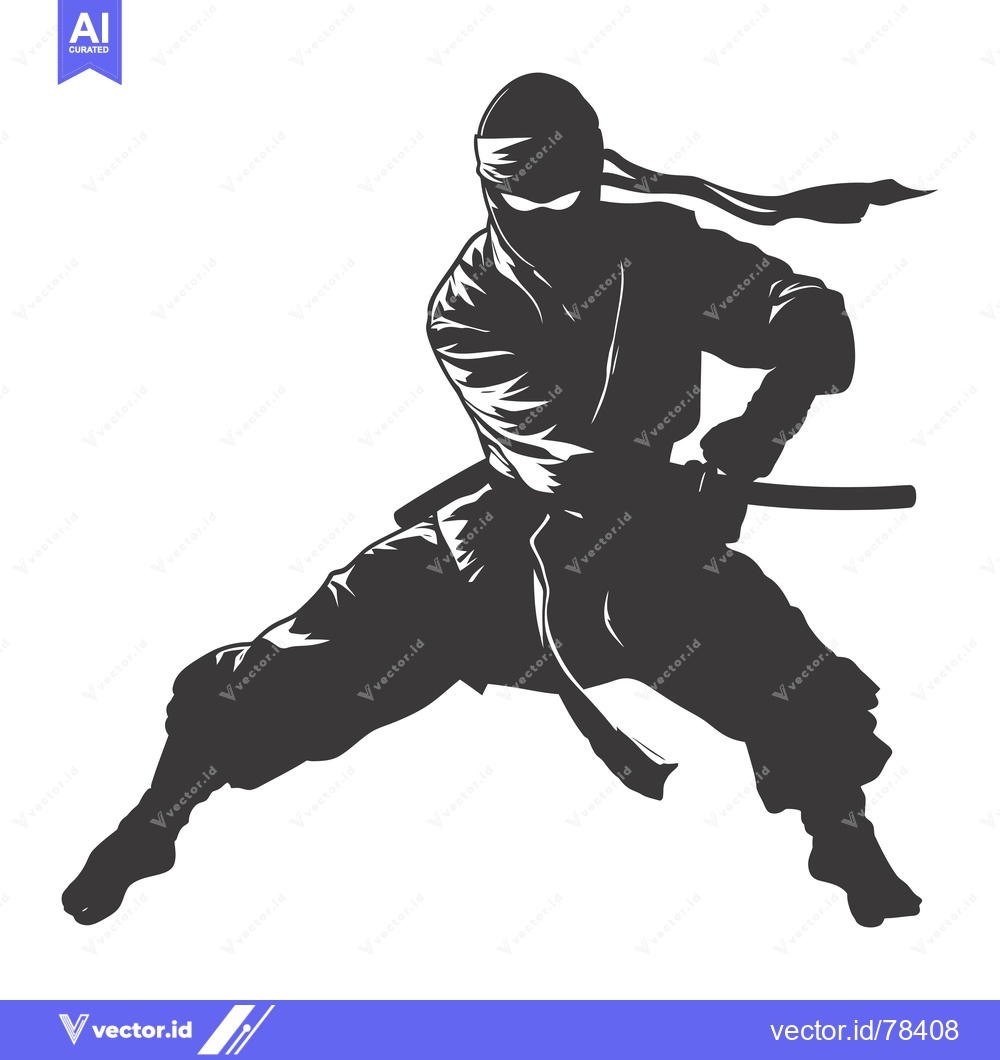 Premium Vector dari Silhouette of a Ninja in a Fighting Stance