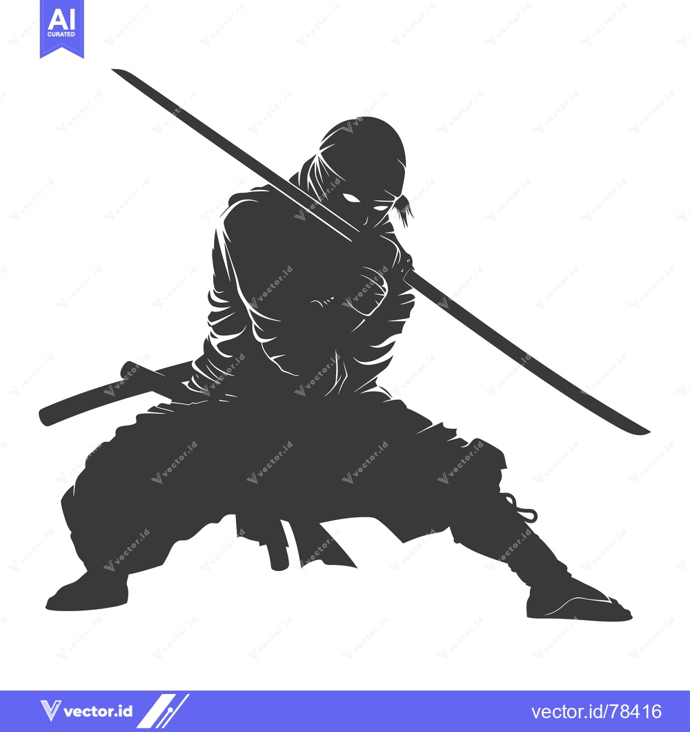 Premium Vector dari Silhouette of a Ninja Holding a Katana Sword