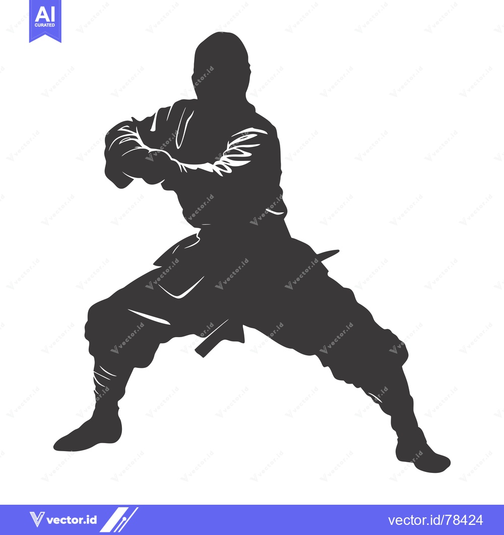 Premium Vector dari Silhouette of a Ninja in a Fighting Stance