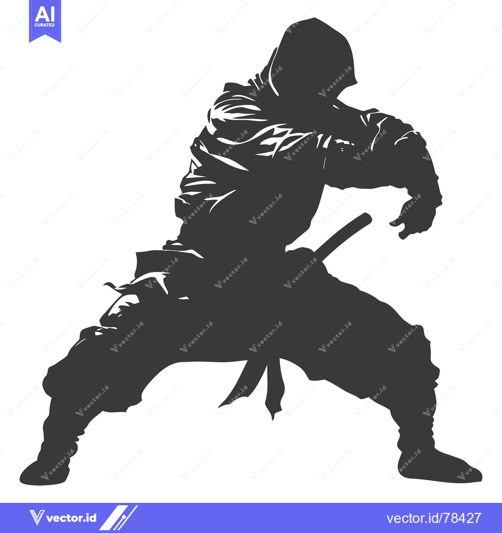 Premium Vector dari Silhouette of a Hooded Figure in a Fighting Stance
