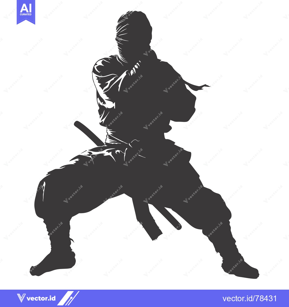 Premium Vector dari A Silhouette of a Ninja in a Fighting Stance