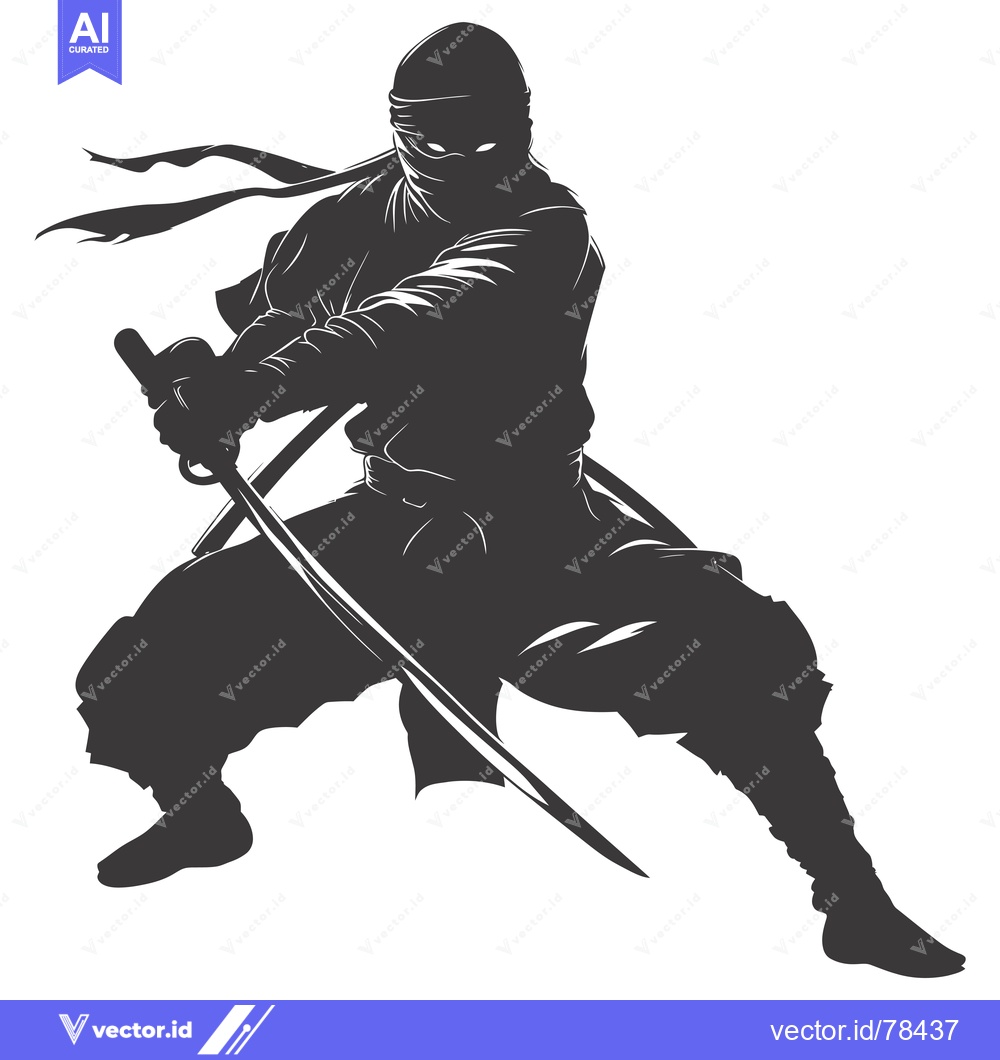 Premium Vector dari A Silhouetted Ninja Holding a Katana
