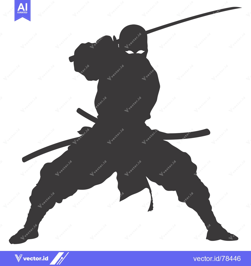 Premium Vector dari Silhouette of a Ninja Holding a Sword