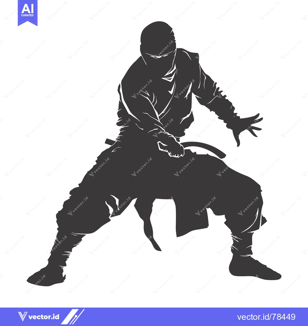 Premium Vector dari Silhouette of a Ninja in a Fighting Stance
