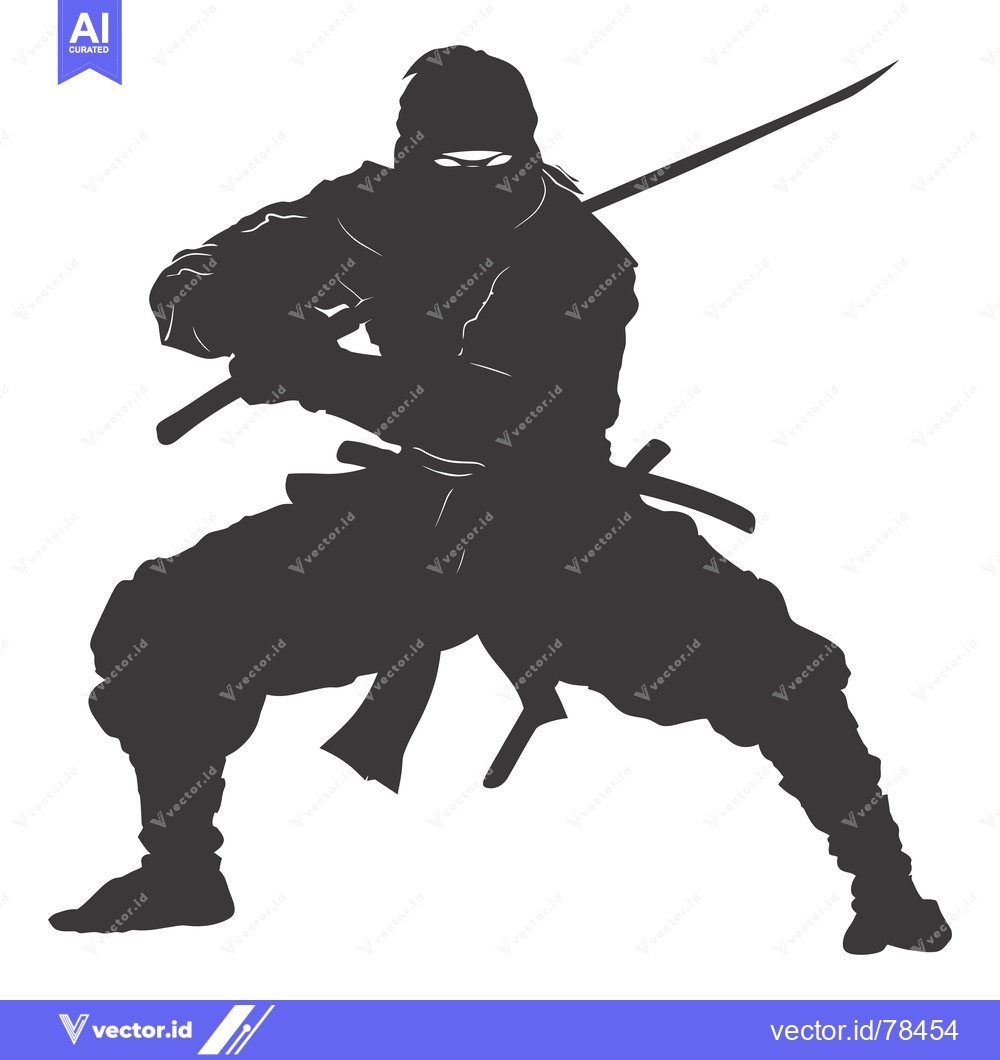 Premium Vector dari A Silhouette of a Ninja Holding a Sword